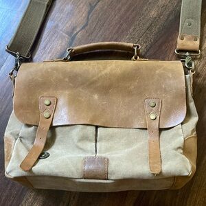 LongForth High Quality Tan Canvas & Leather Bag EUC!